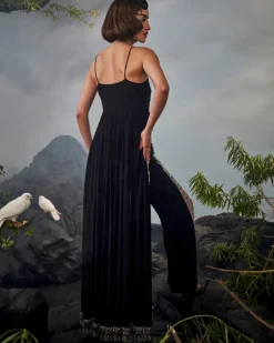 Black Sheer Panel Trousers Set