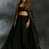 Black Silk Lehenga With Antique Work