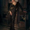 Black Stitched Sari Set