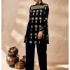 Black Traveler's Palm Tunic Set