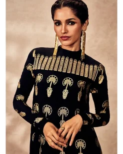 Black Traveler's Palm Tunic Set