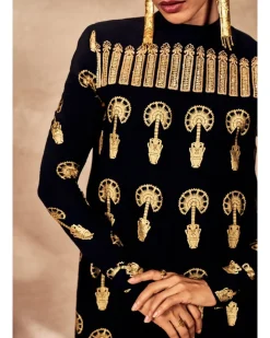 Black Traveler's Palm Tunic Set
