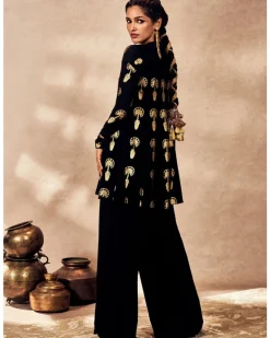 Black Traveler's Palm Tunic Set