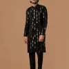 Black Tribal Pillar Kurta