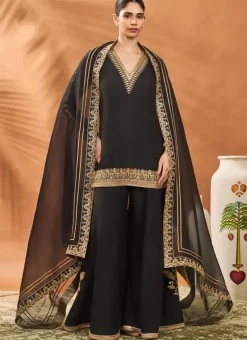 Black Trikone Sharara Set