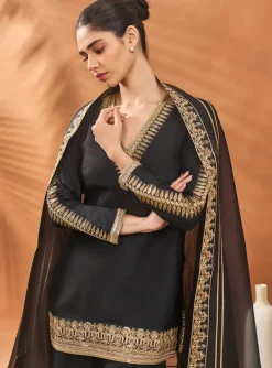 Black Trikone Sharara Set