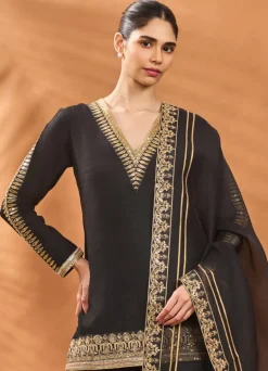 Black Trikone Sharara Set