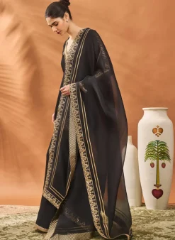 Black Trikone Sharara Set