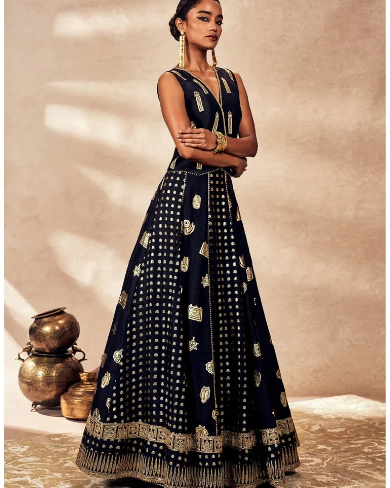 Black Trinkets Lehenga Set