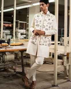 Black Vaana Open Bandi With Matching Kurta Pajama Set