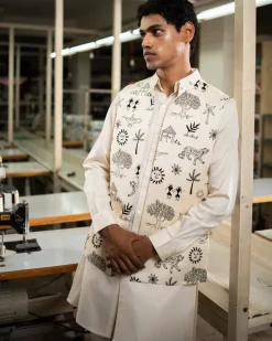 Black Vaana Open Bandi With Matching Kurta Pajama Set