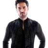 Black Velvet Cutdana Nehru Jacket Set
