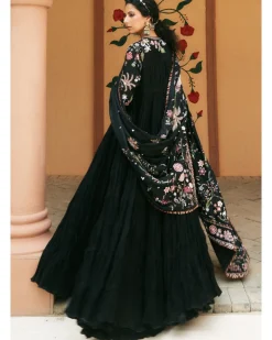 Black Voluminous Anarkali Set