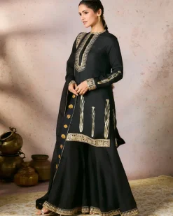 Black Whispering Lily Sharara Set