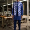 Blue Anaar Open Bandi With Matching Kurta Pajama Set