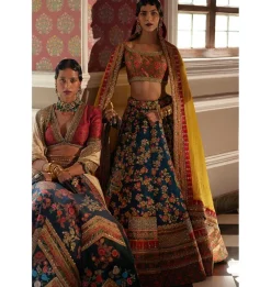 Blue and Mustard Mumbai Lehenga Set