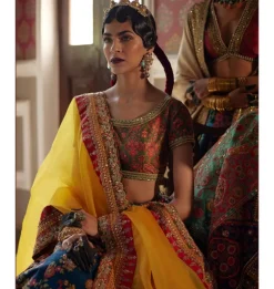 Blue and Mustard Mumbai Lehenga Set