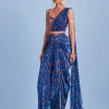 Blue Bale Printed Asymmetrical Skirt Set