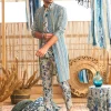 Blue Boho Highlighted Jacket Set