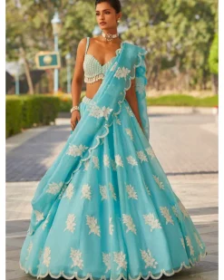 Blue Flower Lehenga Set