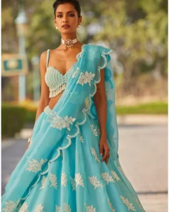 Blue Flower Lehenga Set
