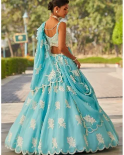 Blue Flower Lehenga Set