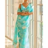 Blue Flower Sari Set