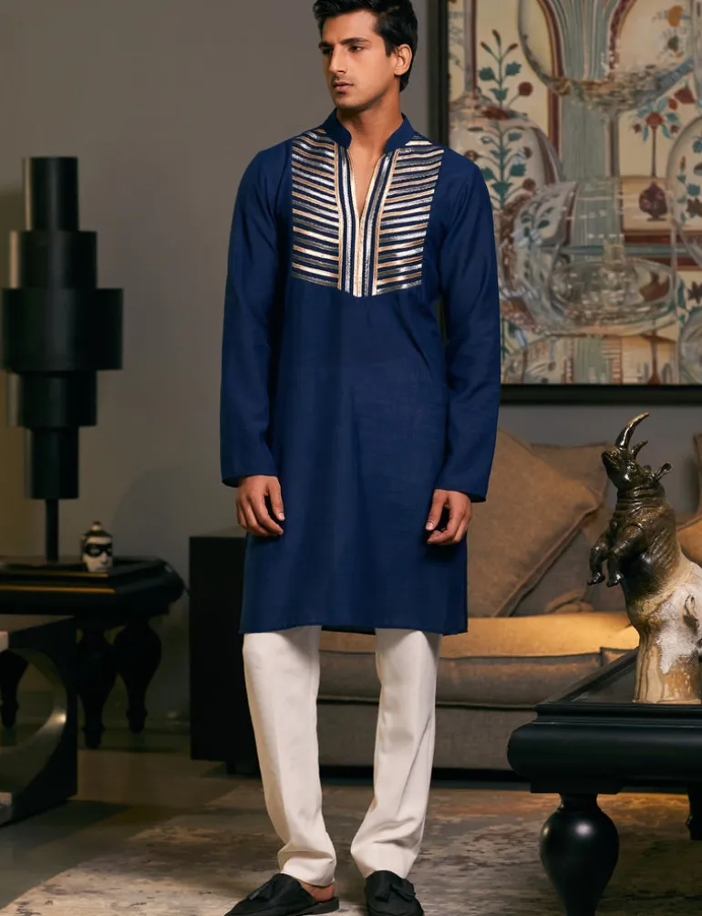 Blue Goe Metallic Kurta Set