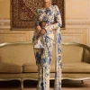 Blue Highlighted Blouse And Dhoti Sari Set