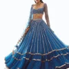 Blue Linear Drop Lehenga Set