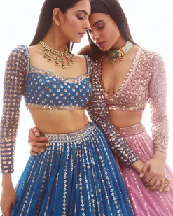 Blue Linear Drop Lehenga Set