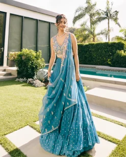Blue Meadow Lehenga