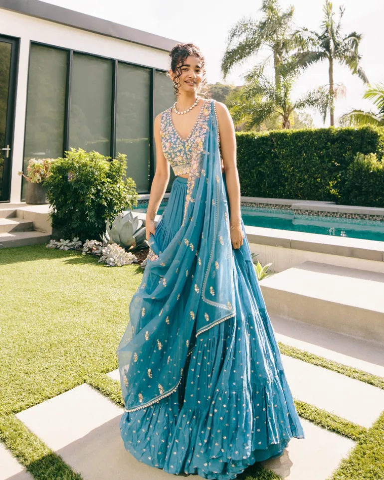 Blue Meadow Lehenga