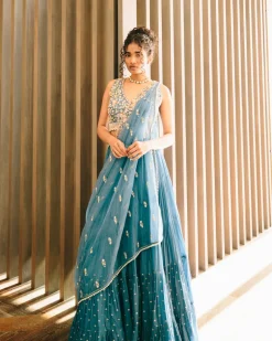 Blue Meadow Lehenga