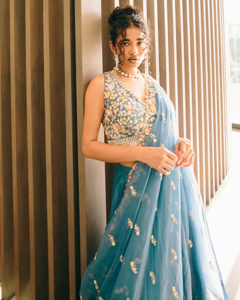 Blue Meadow Lehenga