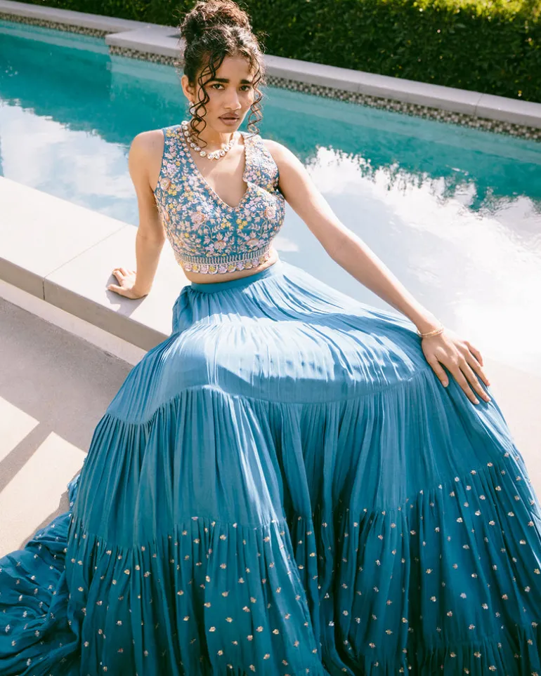 Blue Meadow Lehenga
