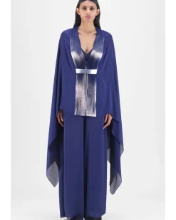 Blue Metallic Structured Cape Set