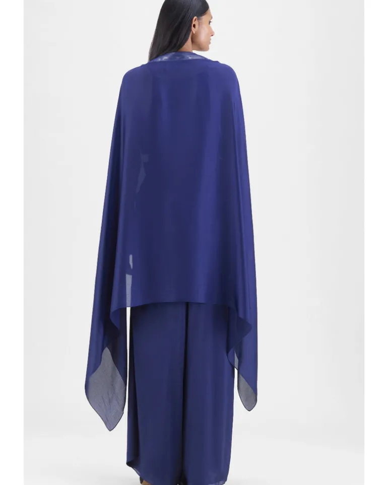 Blue Metallic Structured Cape Set