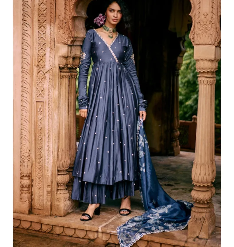 Blue Modal Silk Zardosi & Anarkali Set