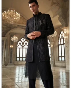 Blue Moon Applique Embroidered Sherwani