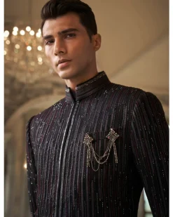 Blue Moon Applique Embroidered Sherwani