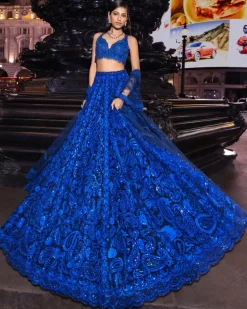 Blue Paisley Lehenga Set