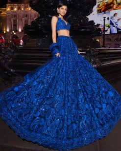 Blue Paisley Lehenga Set