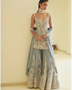 Blue Pearl Sharara Set