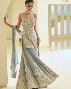 Blue Pearl Sharara Set
