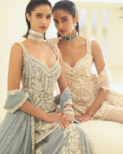 Blue Pearl Sharara Set