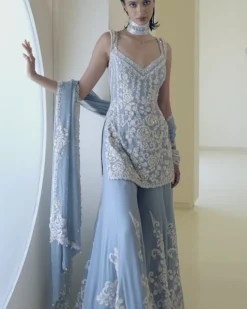 Blue Pearl Sharara Set