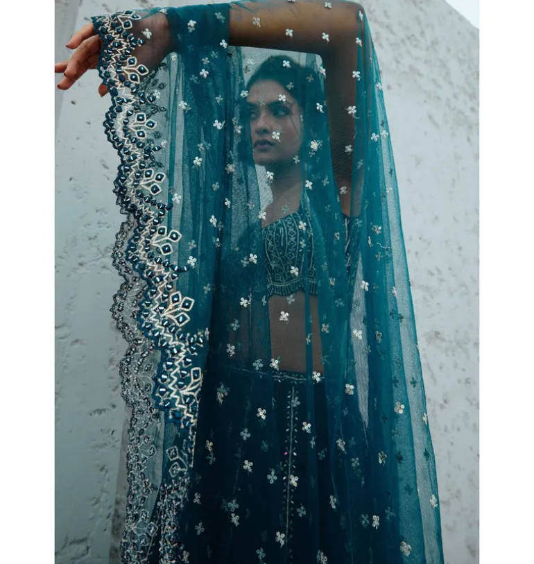 Blue Riya Skirt Set