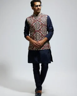 Blue Silk Embroidered Bandi Set