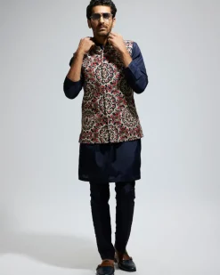 Blue Silk Embroidered Bandi Set